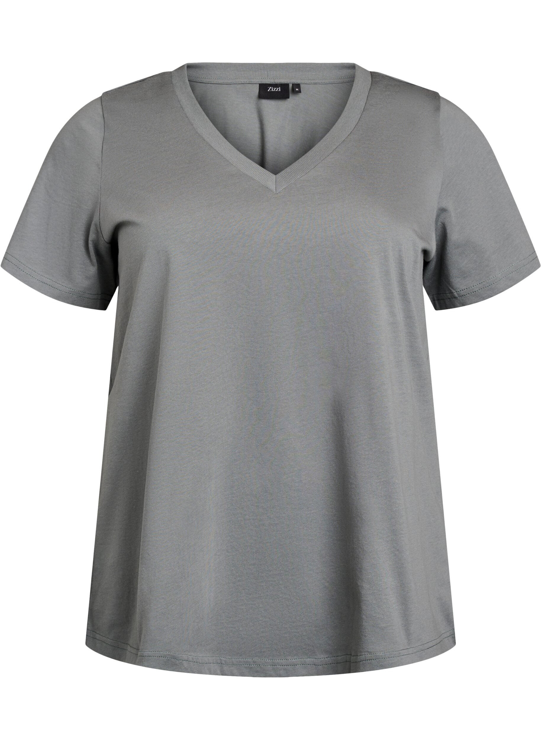 Basic cotton T-shirt with a V-neck