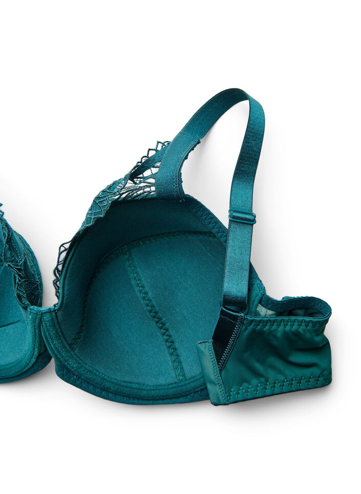Padded lace bra with underwire, Green, Packshot image number 3