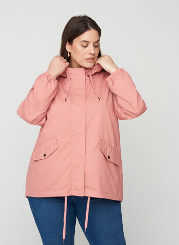 Short jacket with a hood and pockets, Ash Rose, Model image number 0