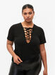 Reversible blouse with drawstring detail, Black, Model image number 0