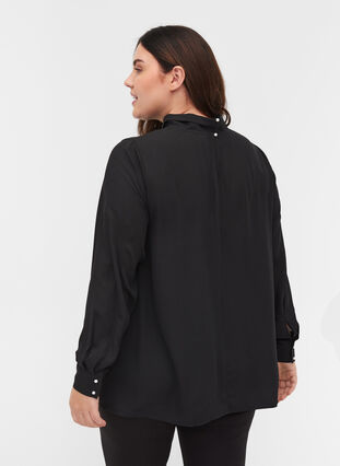 Long-sleeved high neck blouse, Black, Model image number 1