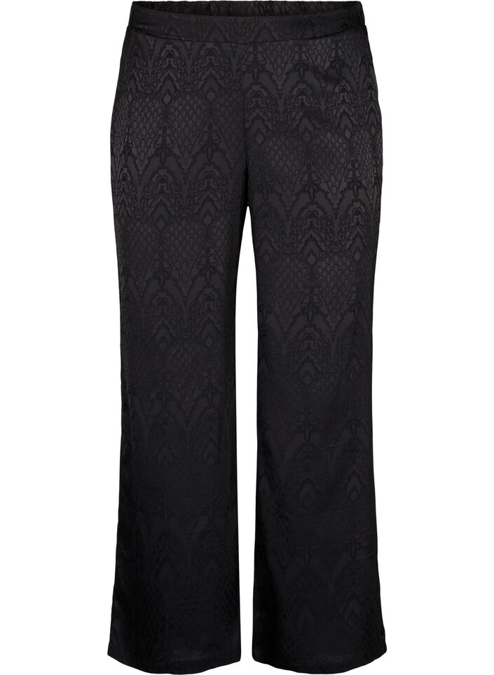 Trousers with textured pattern, Black, Packshot image number 0