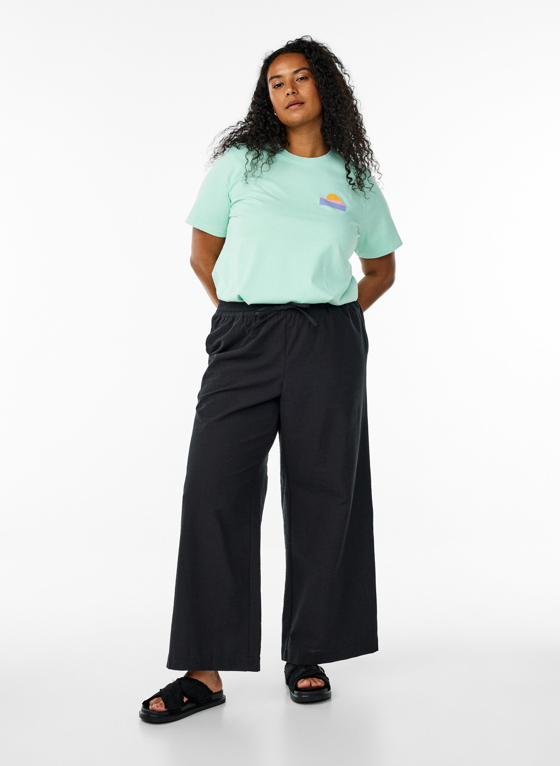 Zizzifashion Organic cotton T-shirt with back print, Green, Model image number 1