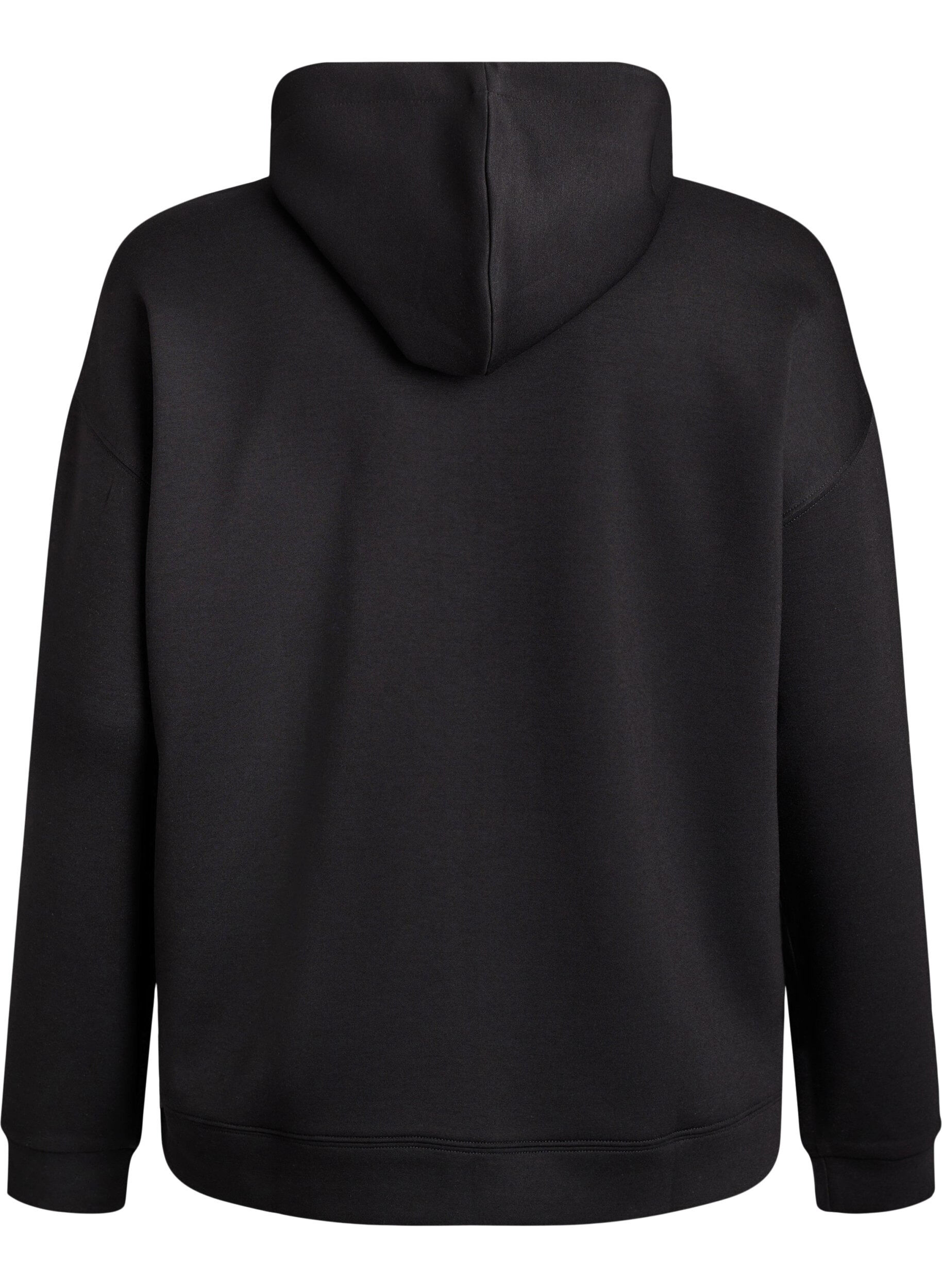 Zizzifashion Scuba hoodie with zip and pockets, Black, Packshot image number 1