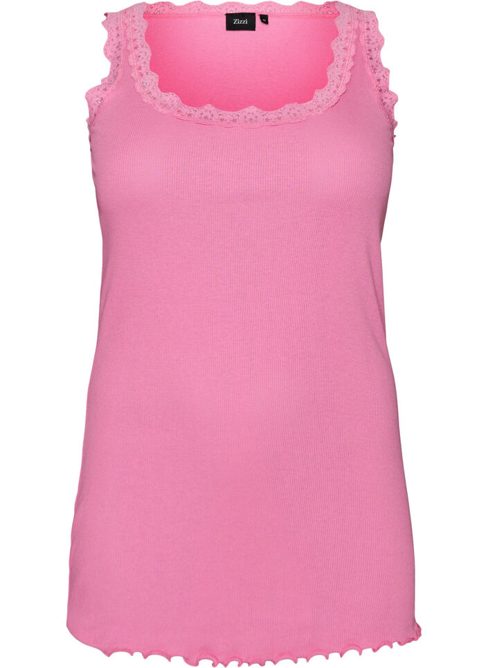 Top with lace trim, Pink, Packshot image number 0