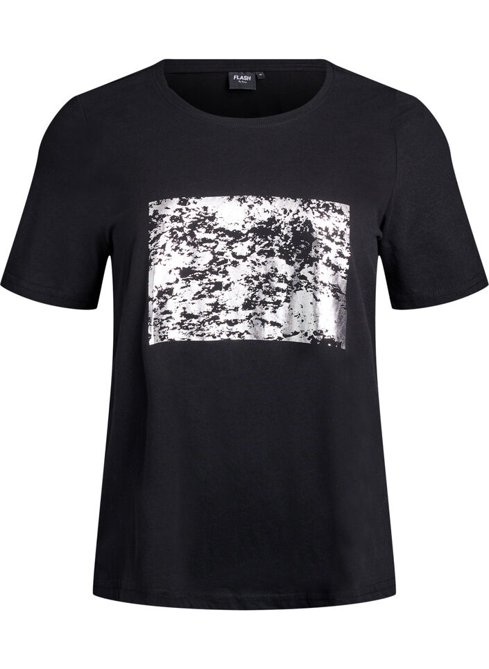 T-shirt with motif, Black, Packshot image number 0
