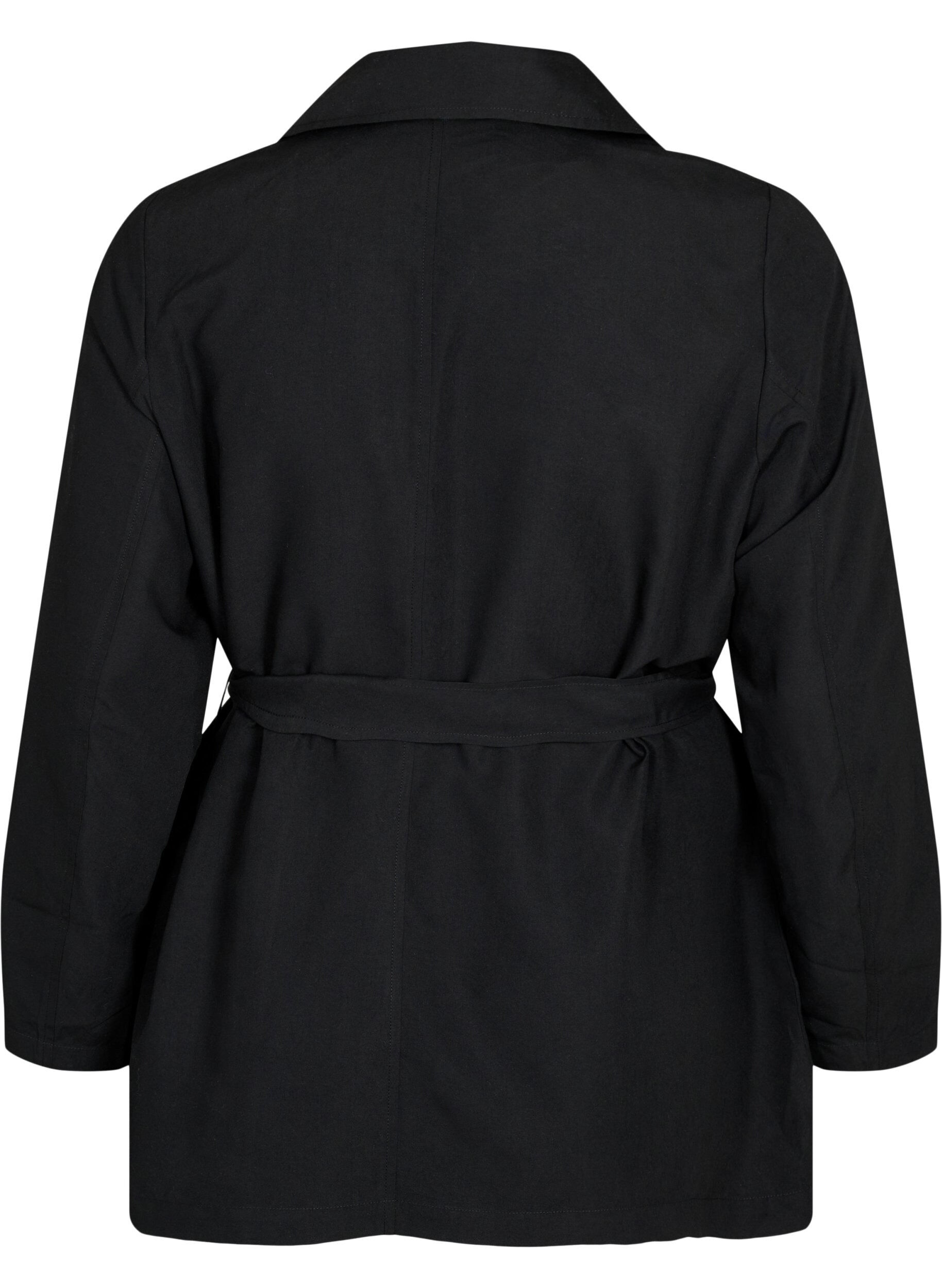 Zizzifashion Trench coat with belt and pockets, Black, Packshot image number 1