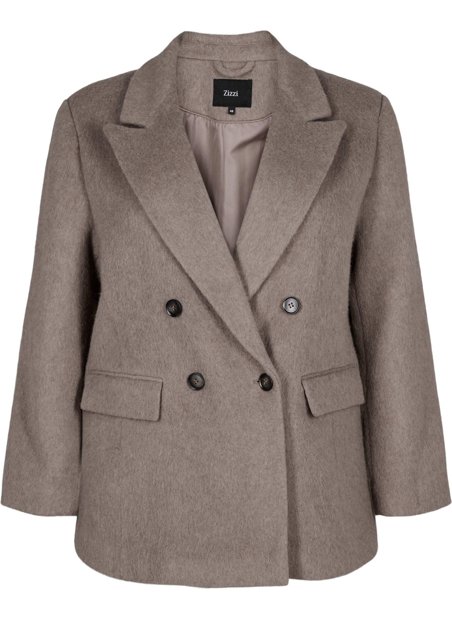 Zizzifashion Wool blazer with brushed texture, Grey, Packshot image number 0