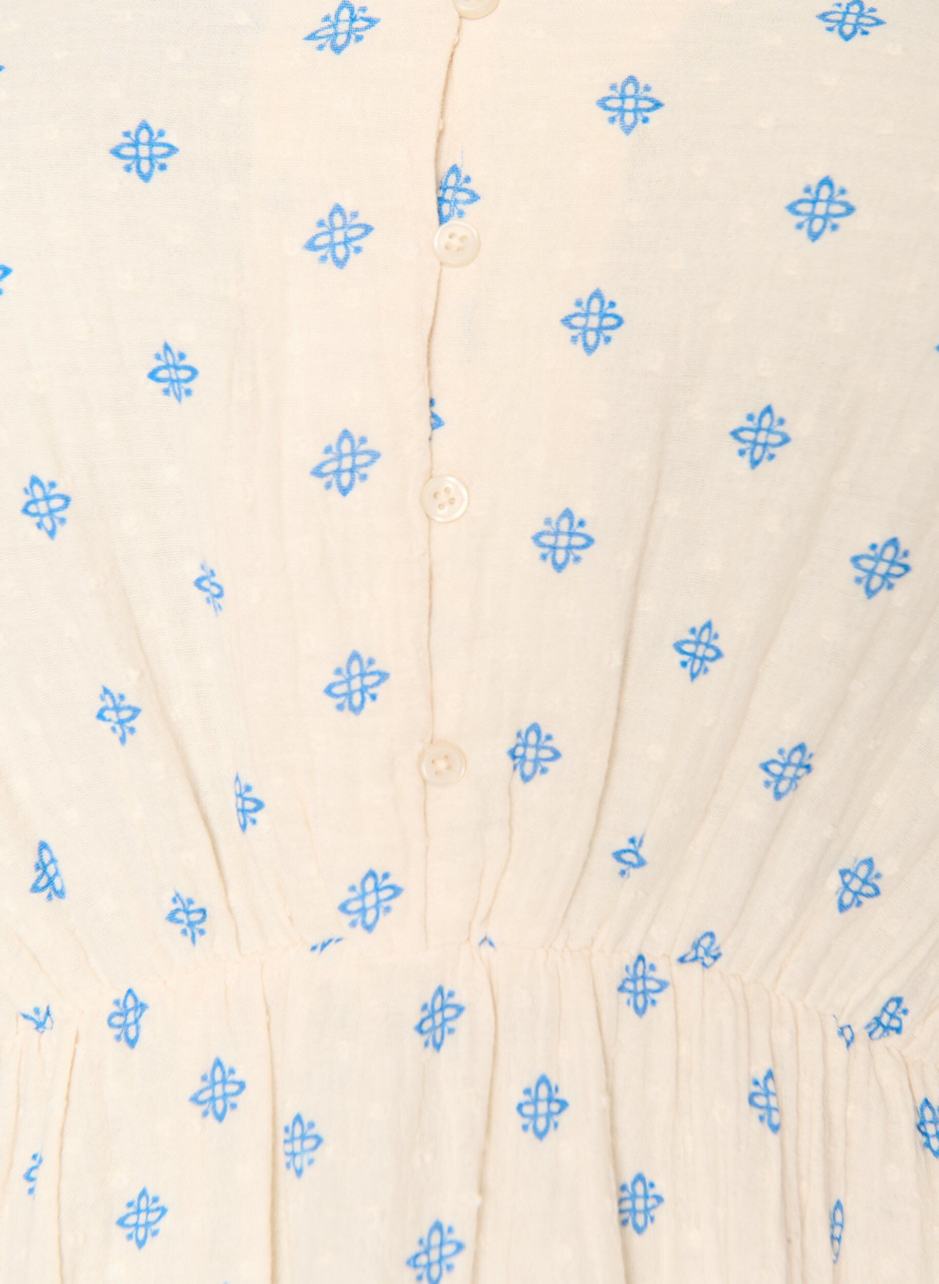 Zizzifashion Printed cotton dress with an elasticated waist, Beige, Packshot image number 2