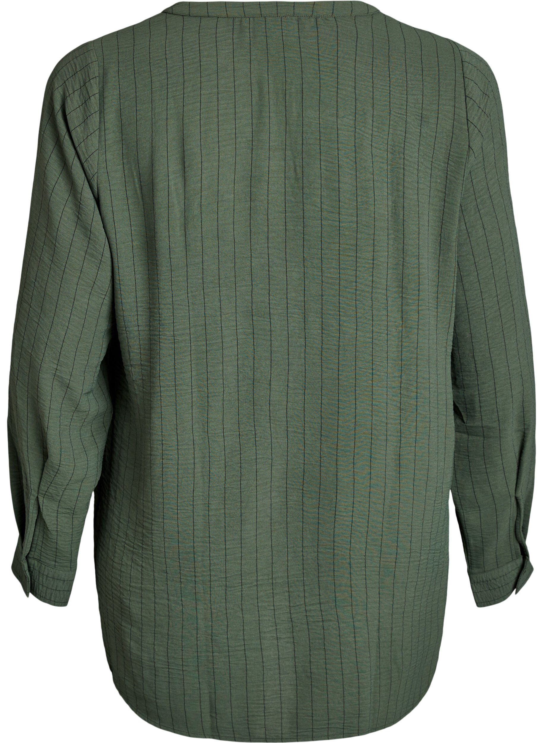 Zizzifashion Pinstripe shirt blouse, Green, Packshot image number 1