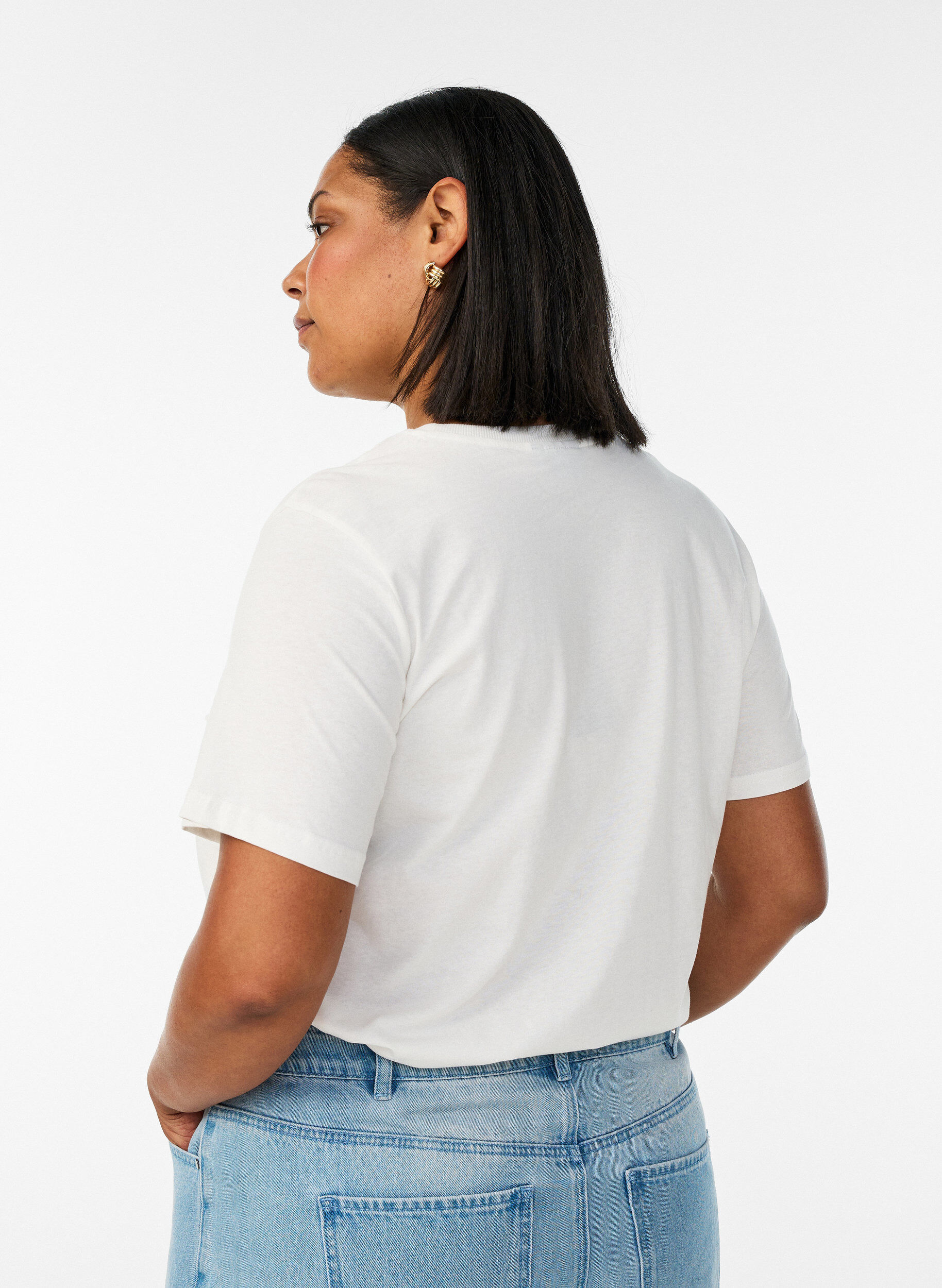 Zizzifashion Cotton T-shirt with print, White, Model image number 2