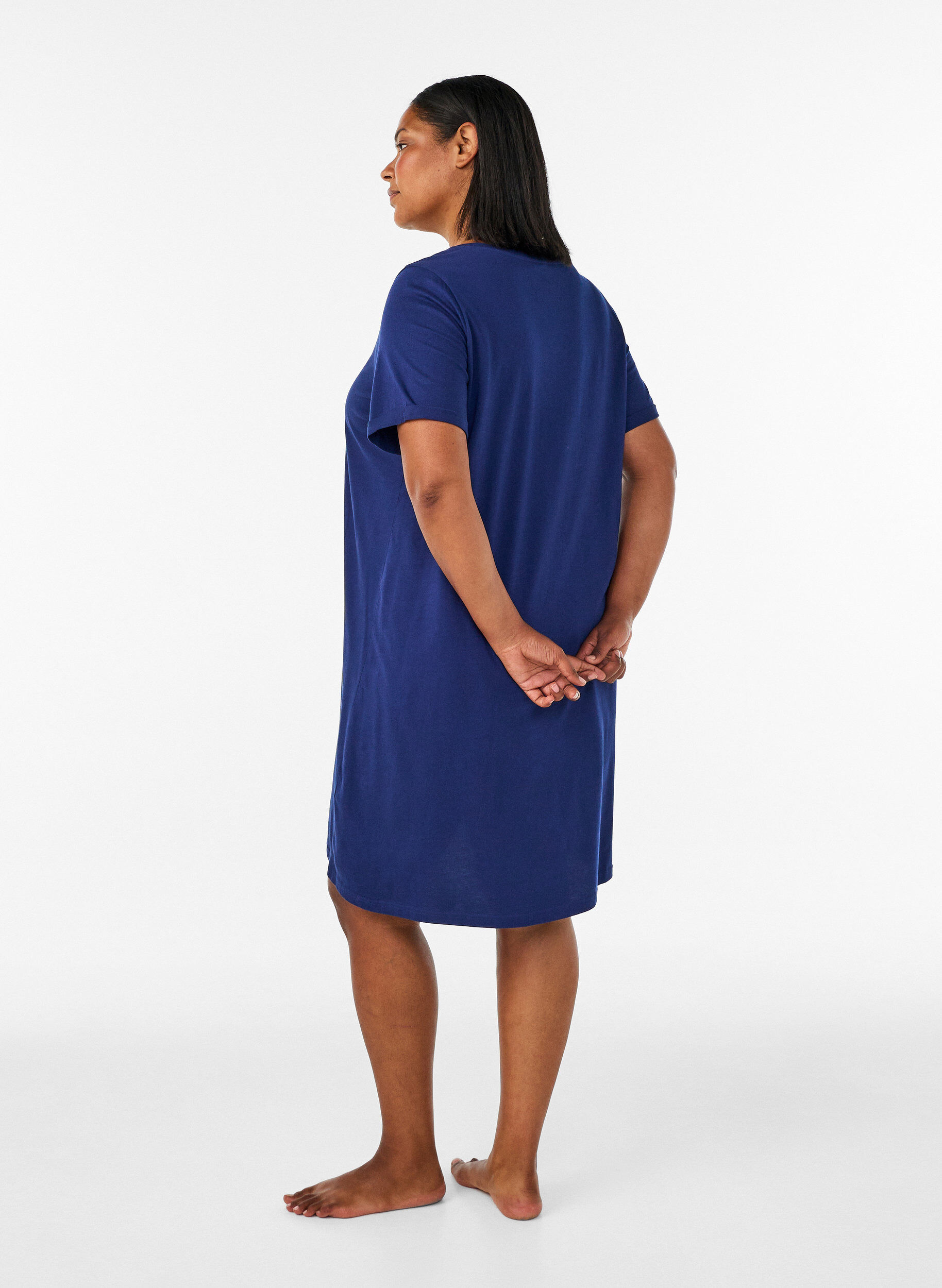 ZizzifashionShort-sleeved nightgown in organic cotton, Blue, Model image number 2