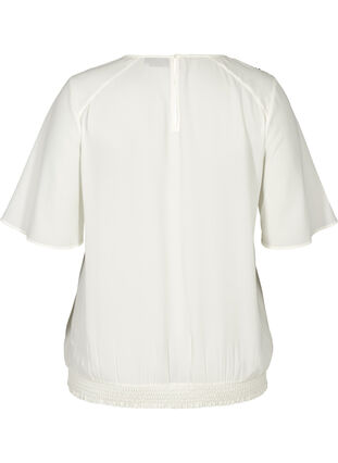 Short-sleeved blouse with decoration at the shoulders , Vanilla Ice, Packshot image number 1