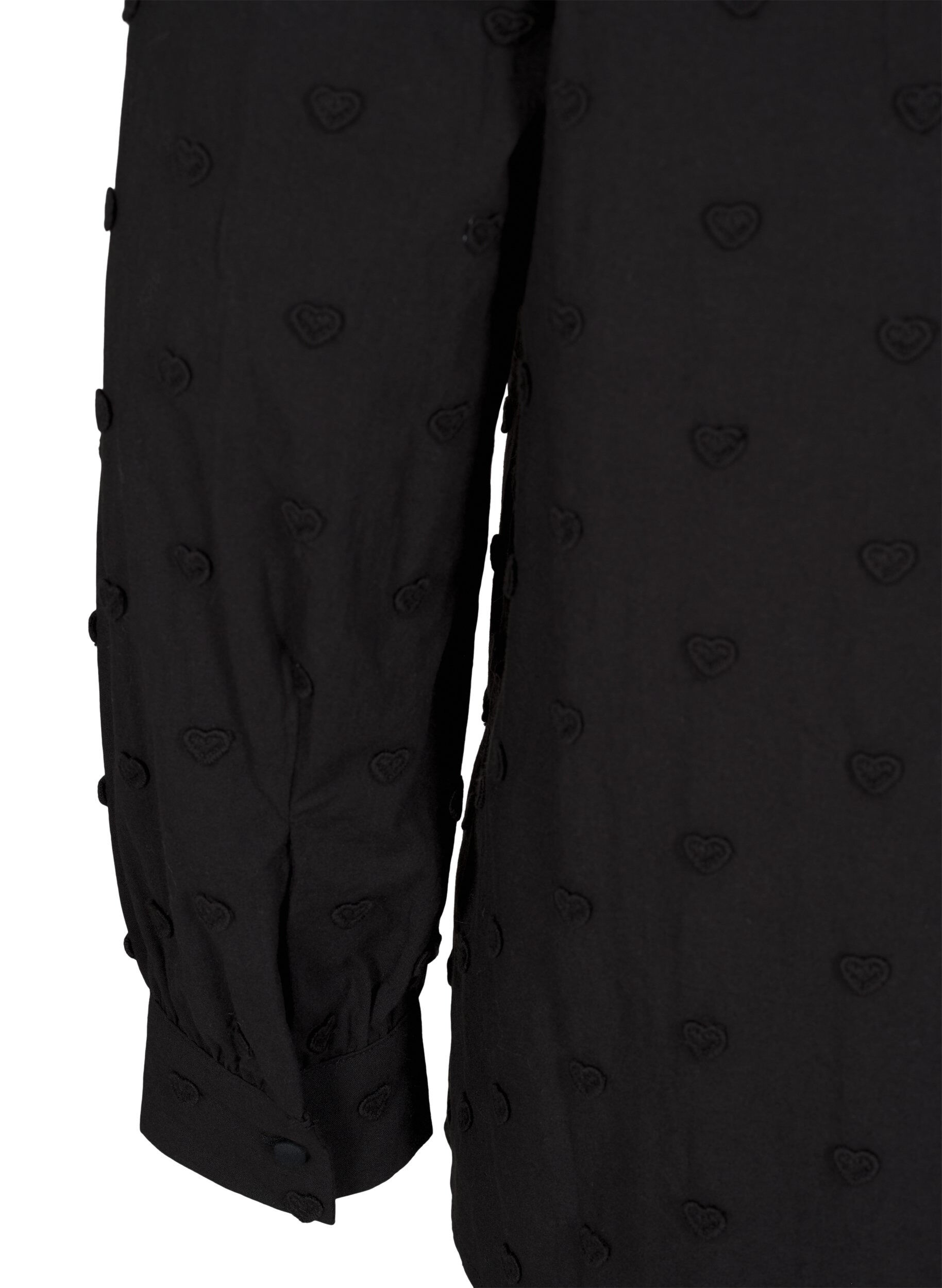Zizzifashion Shirt with collar and sewn-on hearts, Black, Packshot image number 3