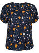 Short-sleeved blouse with floral print, Sky Captain Flower, Packshot image number 0