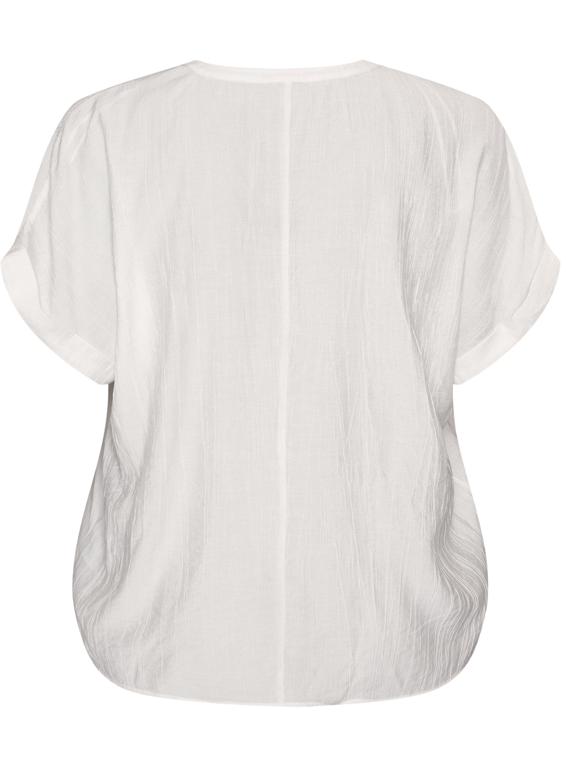 Zizzifashion Viscose blouse with buttons and texture, Vanilla, Packshot image number 1