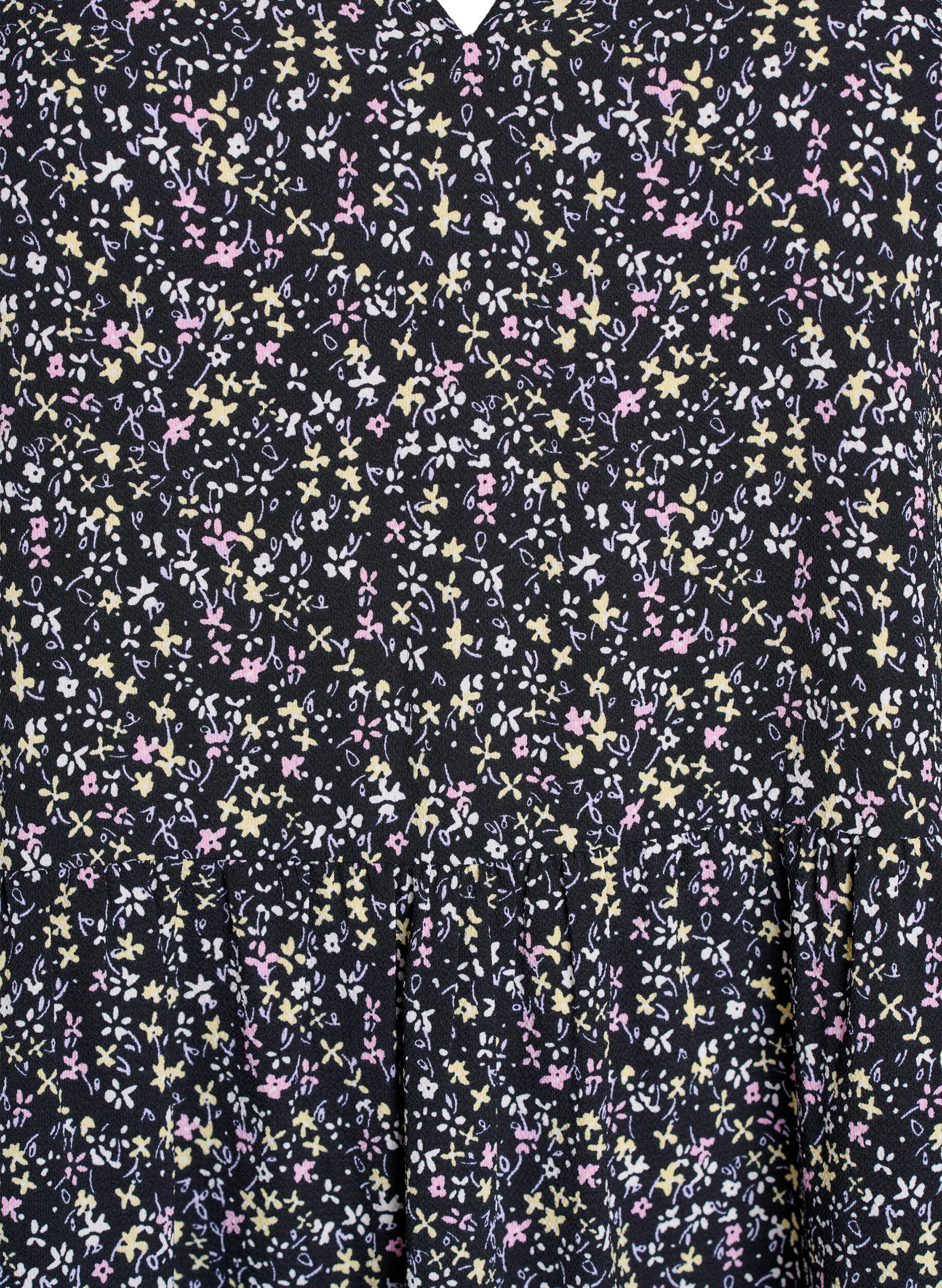 Zizzifashion Short sleeve dress with a-line and cutlines, Black, Packshot image number 2