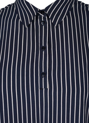 Sleeveless viscose tunic with collar, Blue White Stripe, Packshot image number 2