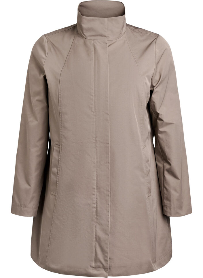 Jacket with pockets and high collar, Brown, Packshot image number 0