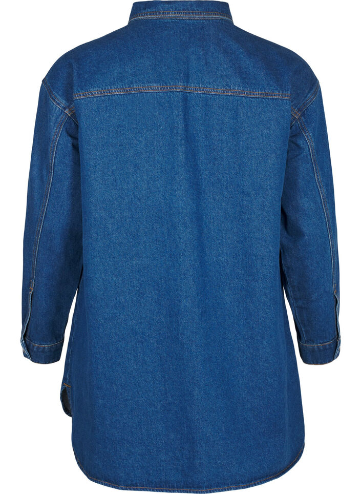 Denim shirt with eyelets, Blue, Packshot image number 1