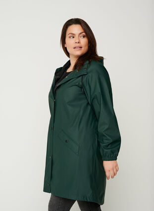 Hooded raincoat with taped seams, Darkest Spruce, Model image number 0
