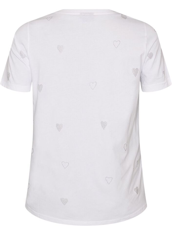 Organic cotton t-shirt with hearts, White, Packshot image number 1