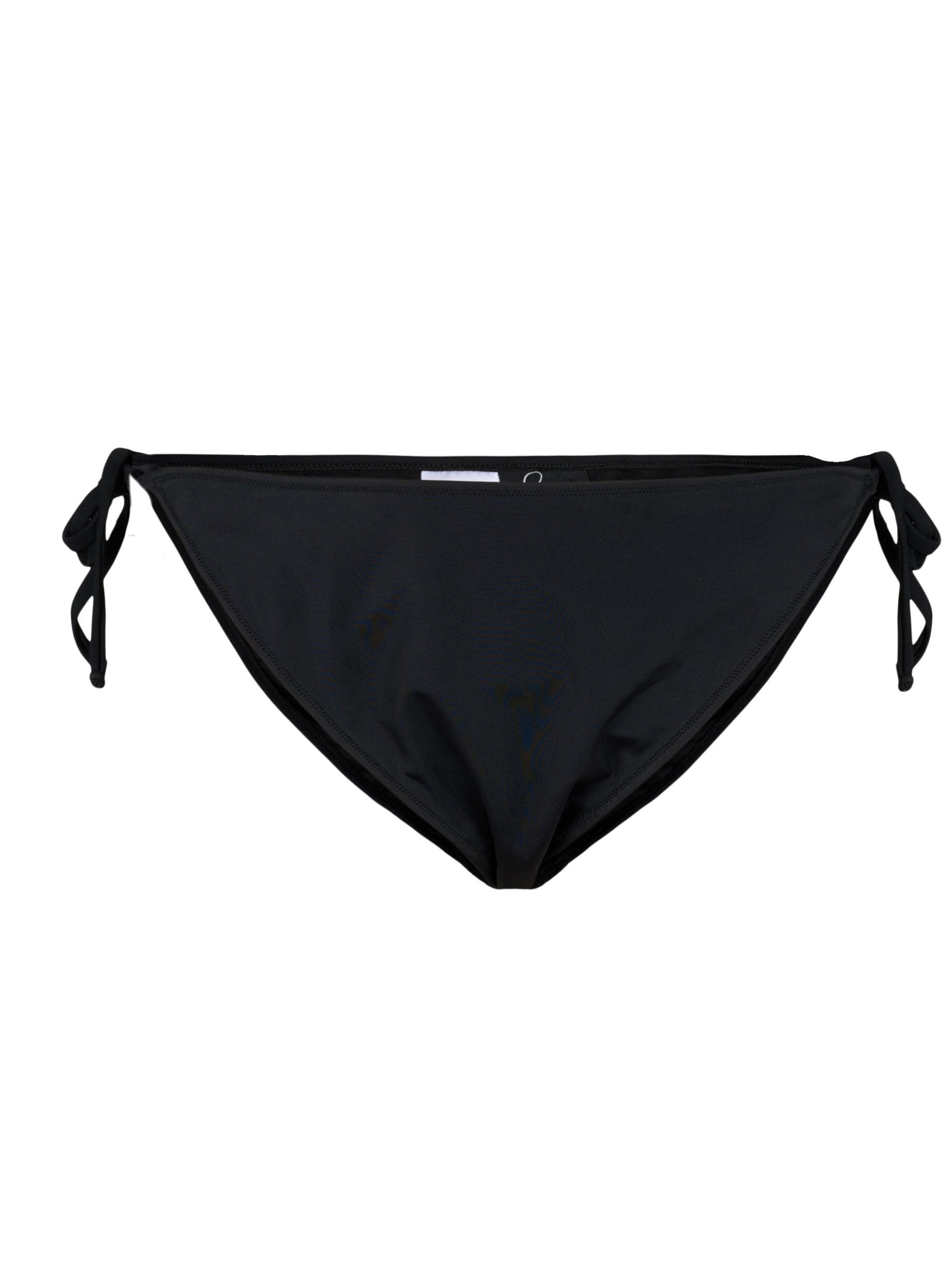 Zizzifashion Bikini bottoms with tie strings, Black, Packshot image number 0