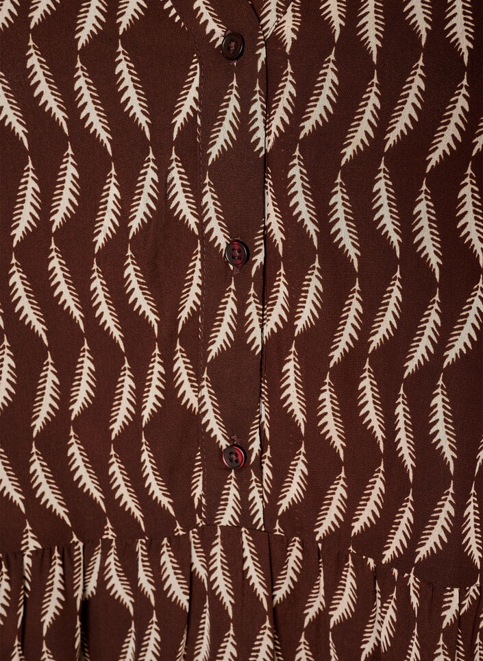 Dress with all-over print and a ruffle layer, Brown, Packshot image number 2