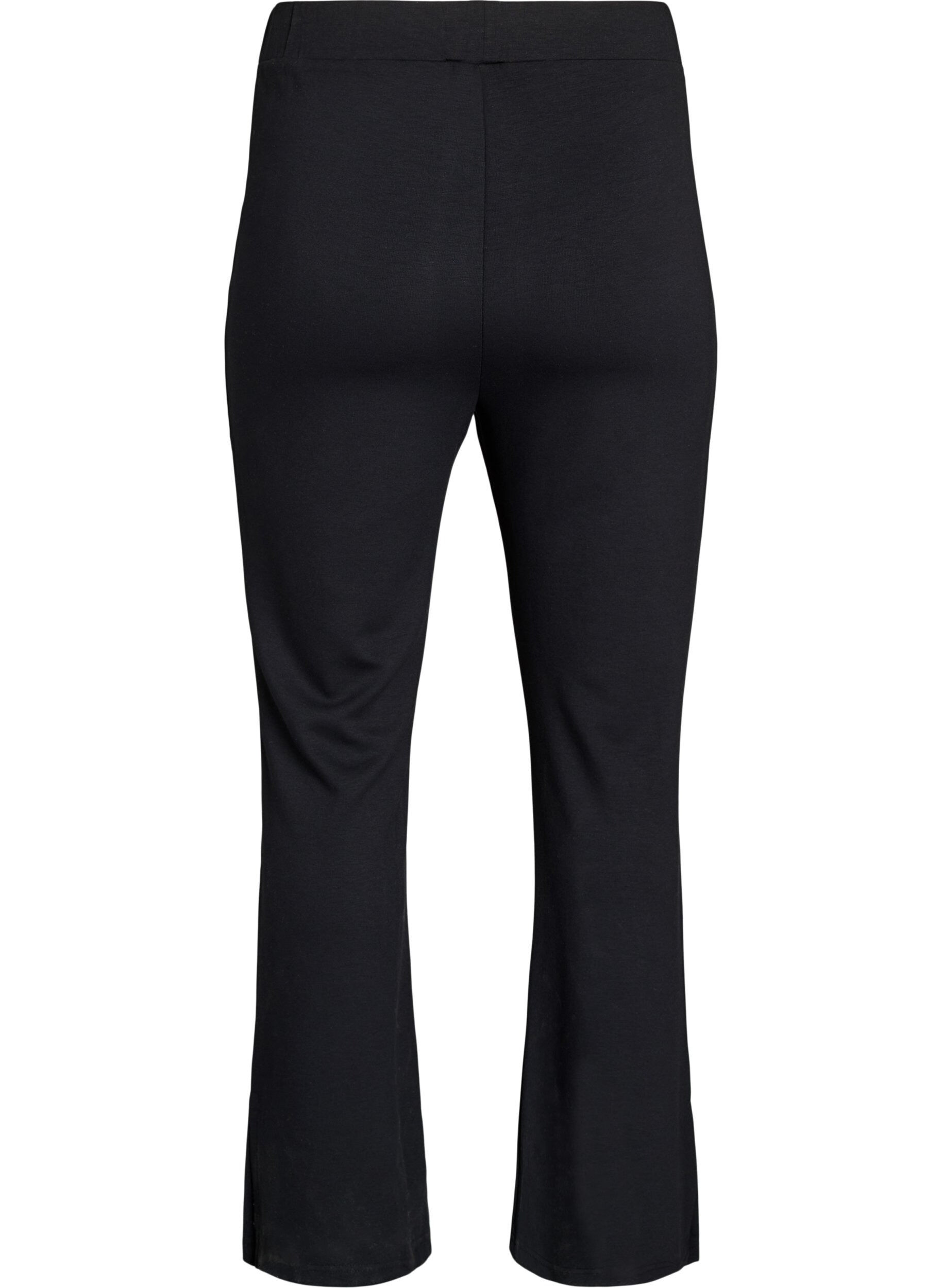 Zizzifashion Flare jersey trousers with slits and high waist, Black, Packshot image number 1