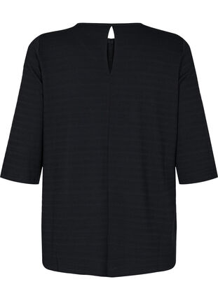 Blouse with 3/4 sleeves and v-neckline, Black, Packshot image number 1