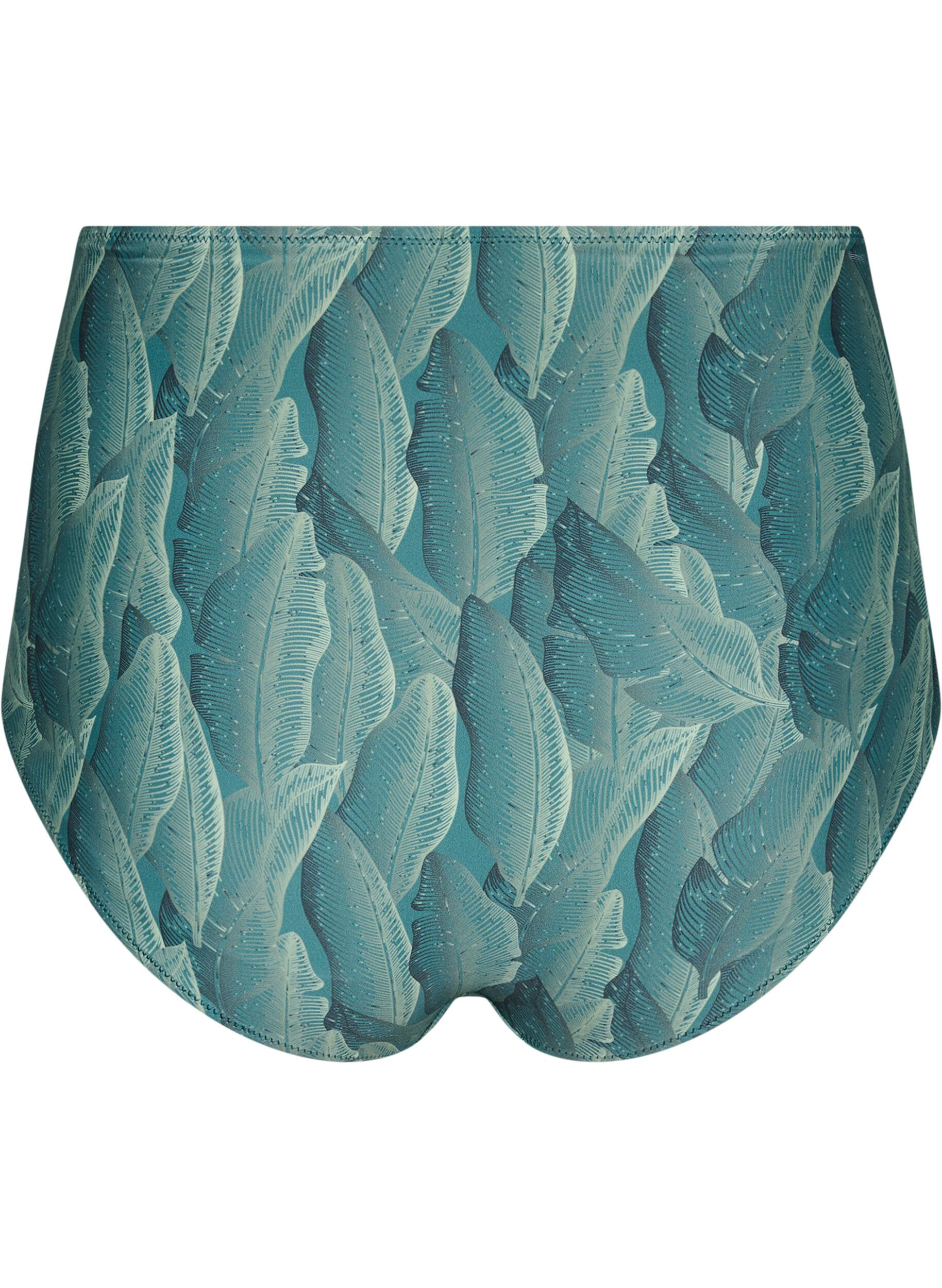 Zizzifashion Bikini briefs with print and a high waist, Green, Packshot image number 1