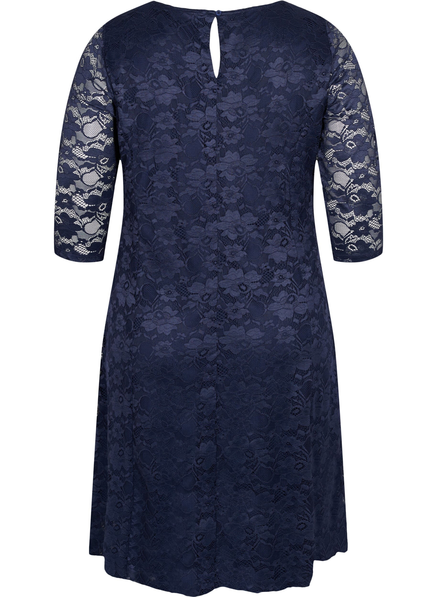 Zizzifashion Lace dress with 3/4 sleeves, Navy Blazer, Packshot image number 1