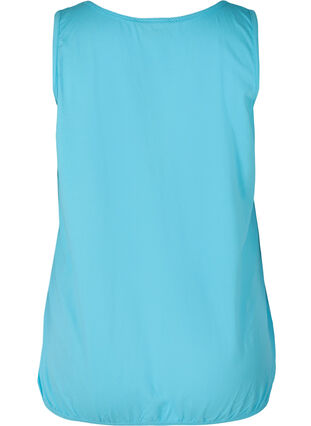 Cotton top with a round neck and lace trim, River Blue, Packshot image number 1