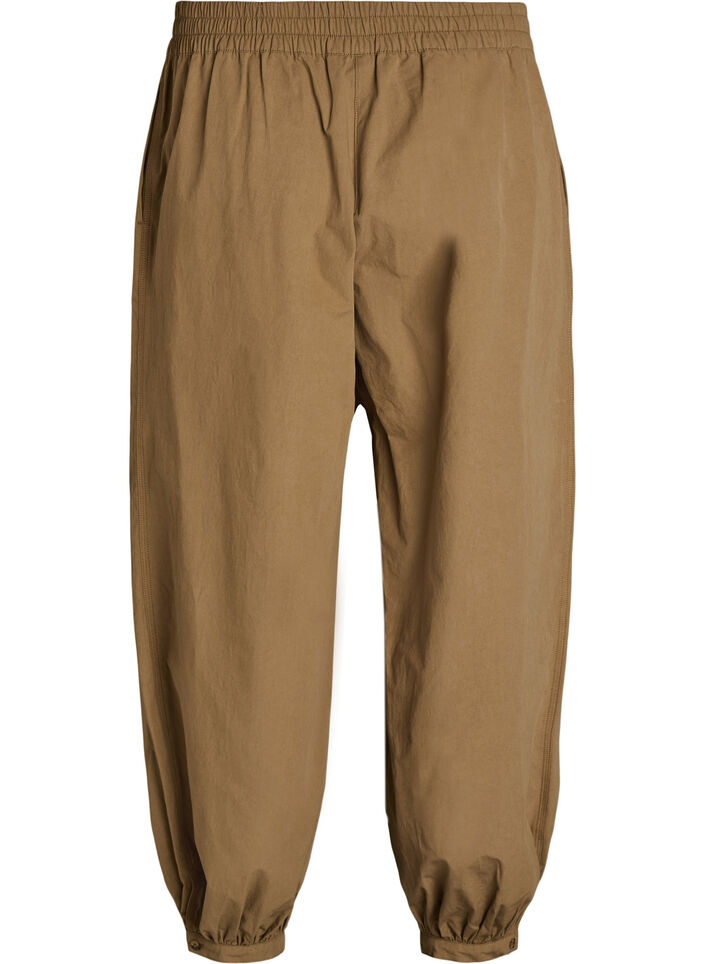 High-waisted cotton balloon trousers, Brown, Packshot image number 1