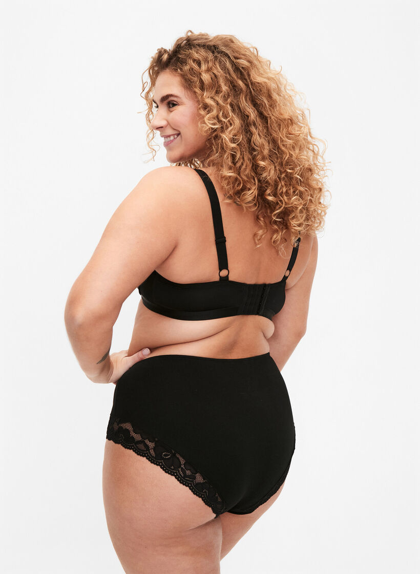3-pack hipster knickers with lace trim, Black, Model image number 2