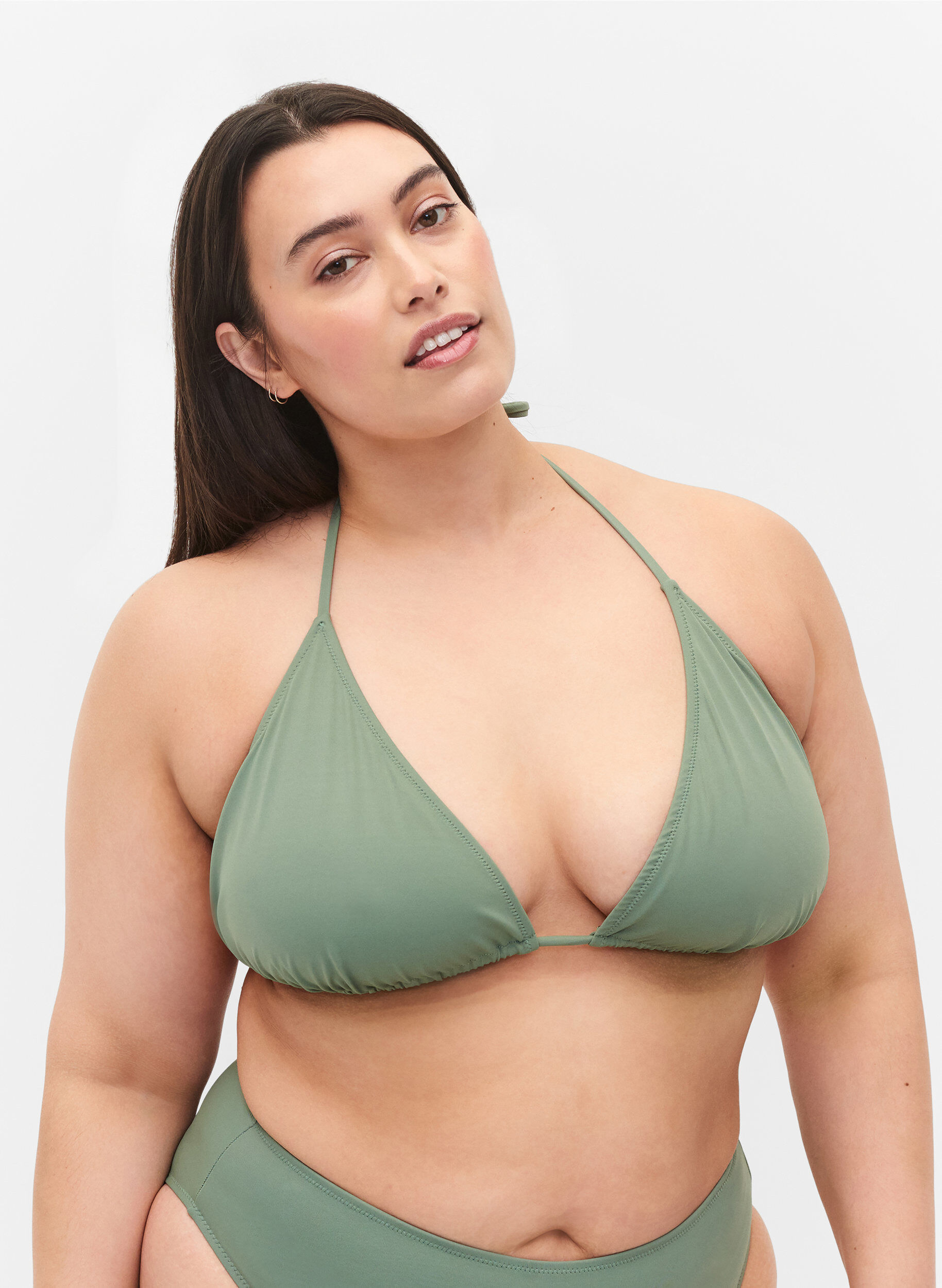 Triangle bikini bra, Green, Model