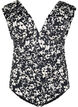 Patterned swimsuit with deep V-neck, Black, Packshot image number 0