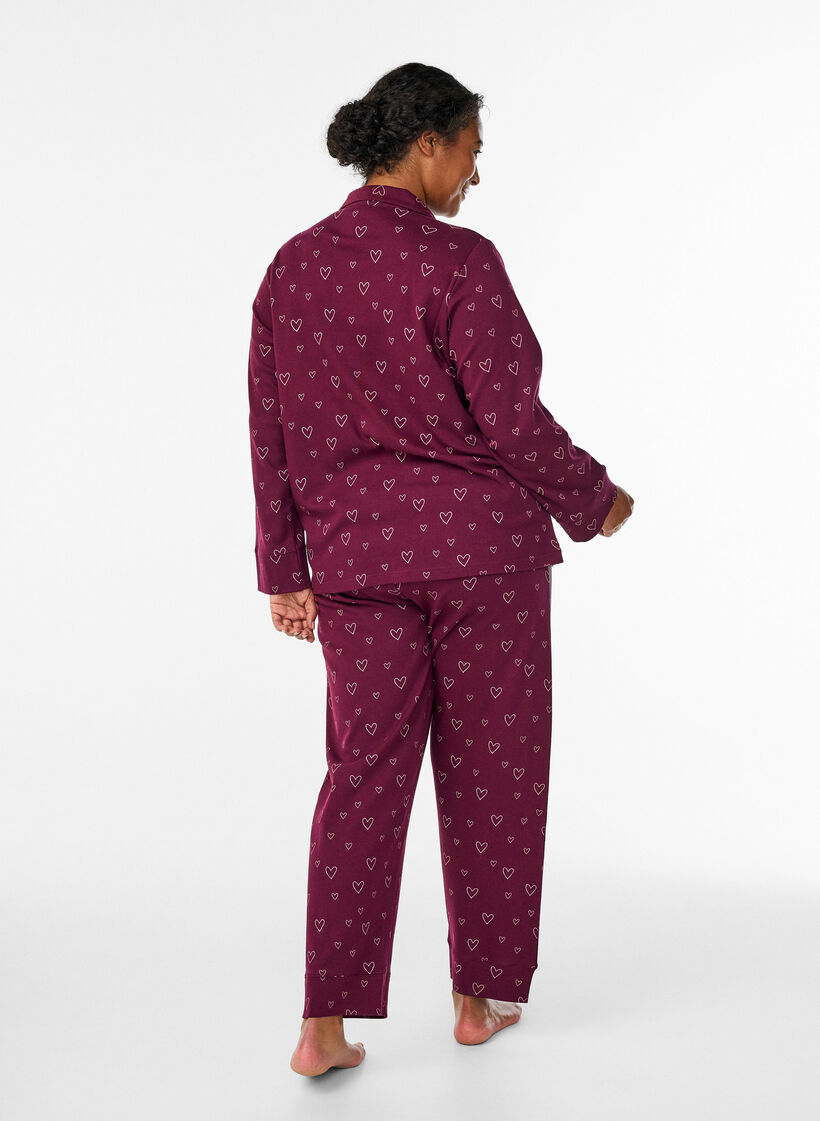 Cotton pyjama trousers with high waist, Red, Model image number 1