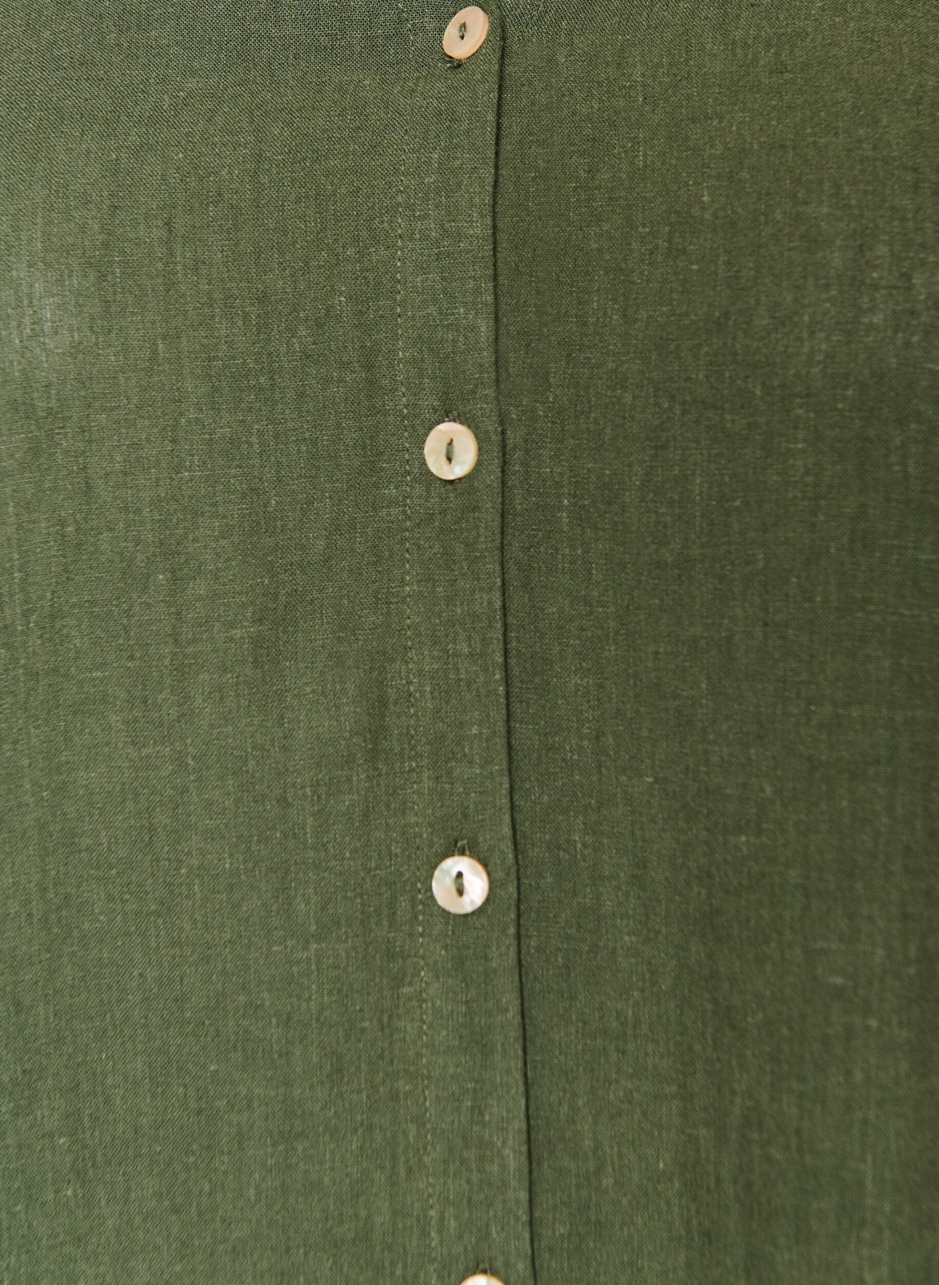 Zizzifashion Blouse in linen and viscose with V-neck, Green, Packshot image number 2