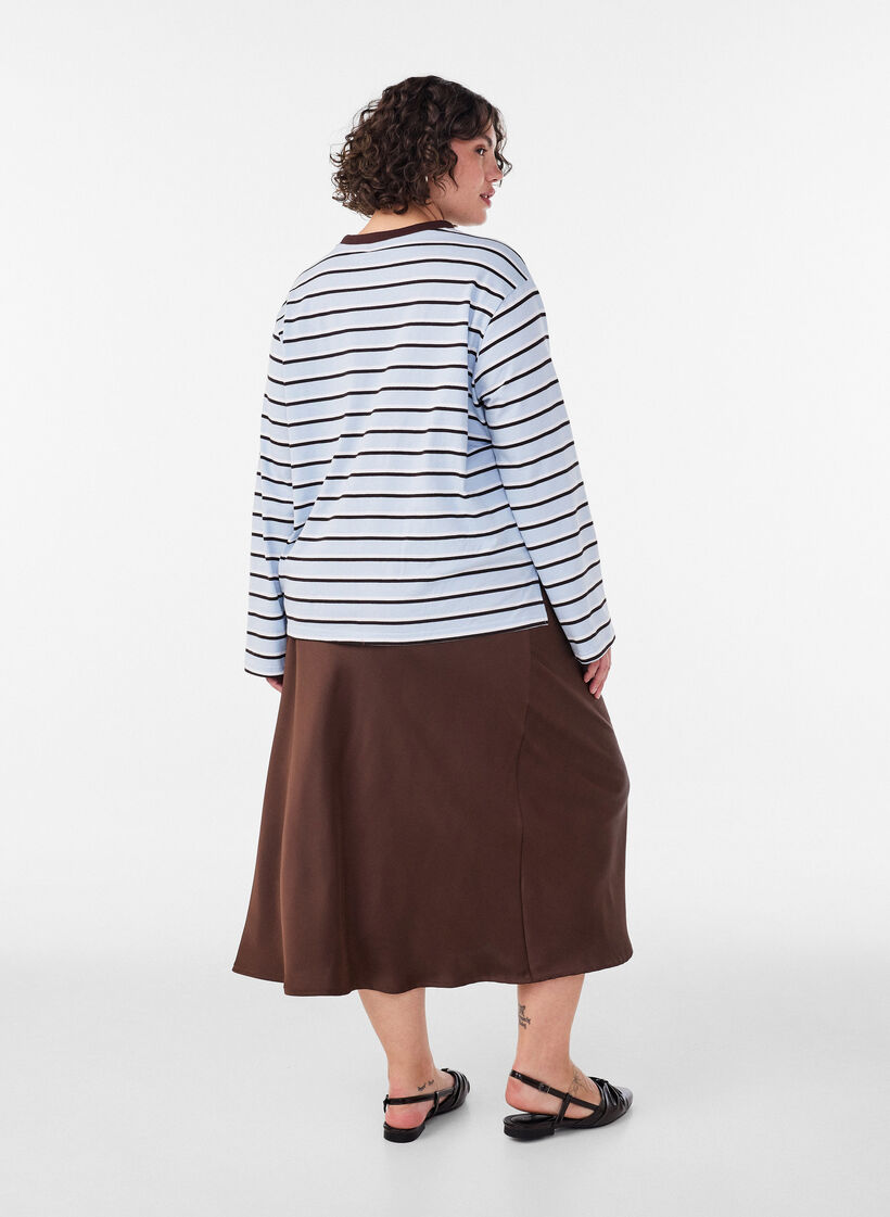 Satin midi skirt, Brown, Model image number 1
