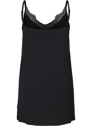 Nightdress with lace and thin straps, Black, Packshot image number 1