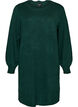 Short knitted dress with wavy hem and slits, Green, Packshot image number 0