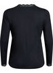 Viscose blouse with lace trim and V-neck, Black, Packshot image number 1