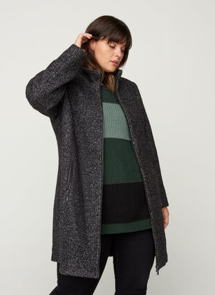 Jacket with wool and a zip, Dark Grey Mel., Model image number 0
