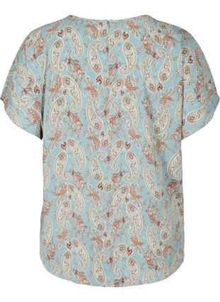 Blouse with short sleeves, Light Blue Paisley , Packshot image number 1