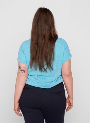Marled cotton t-shirt, River Blue Melange, Model image number 1