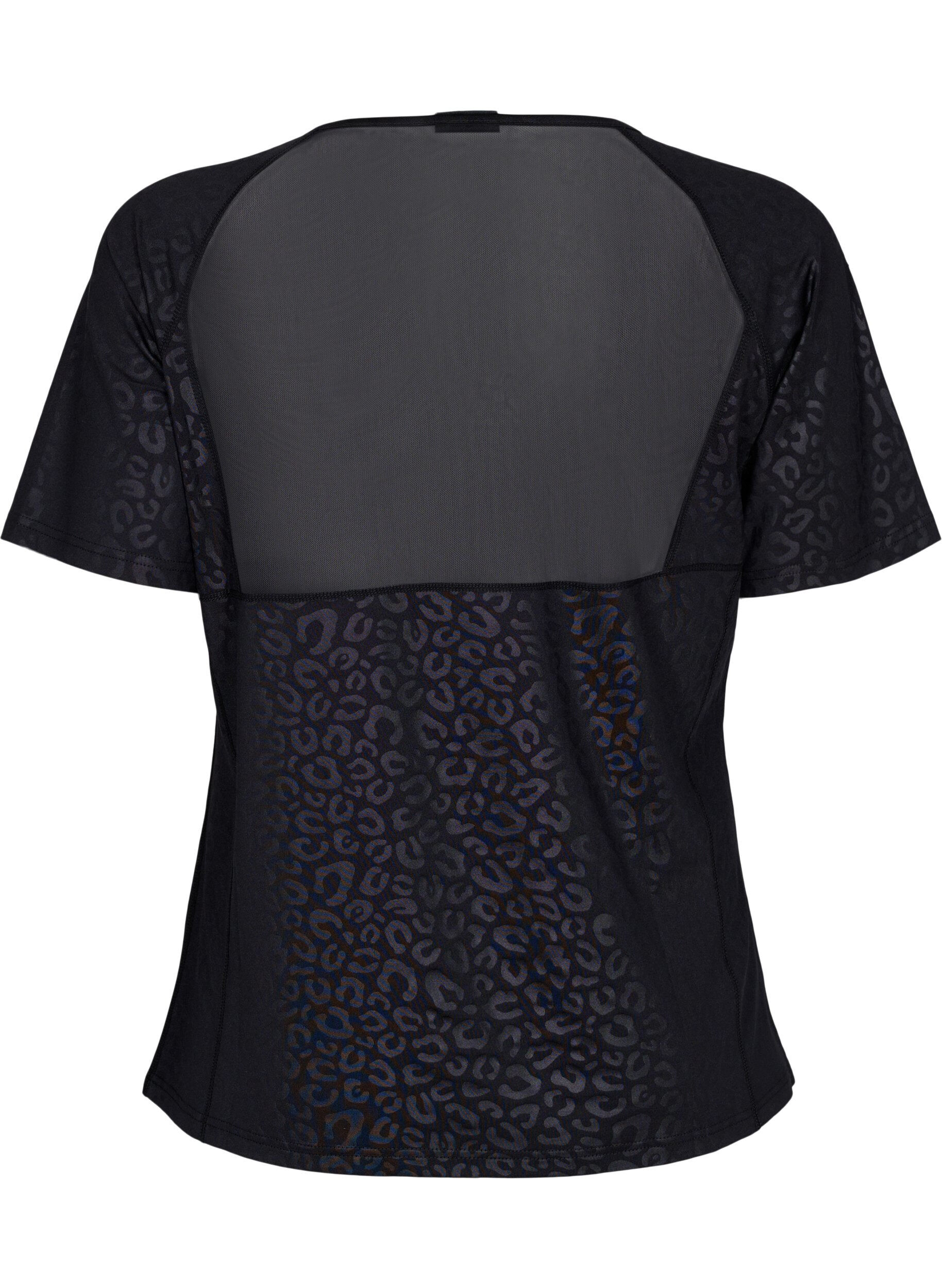 Zizzifashion Workout t-shirt with print and mesh, Black, Packshot image number 1