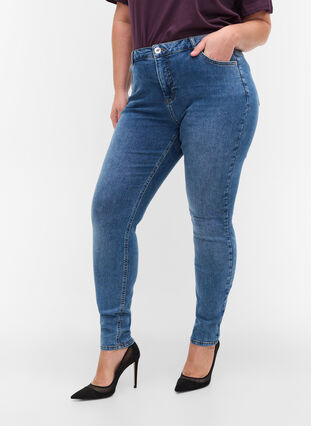 Super slim Amy jeans in cotton mixture, Blue denim, Model image number 2