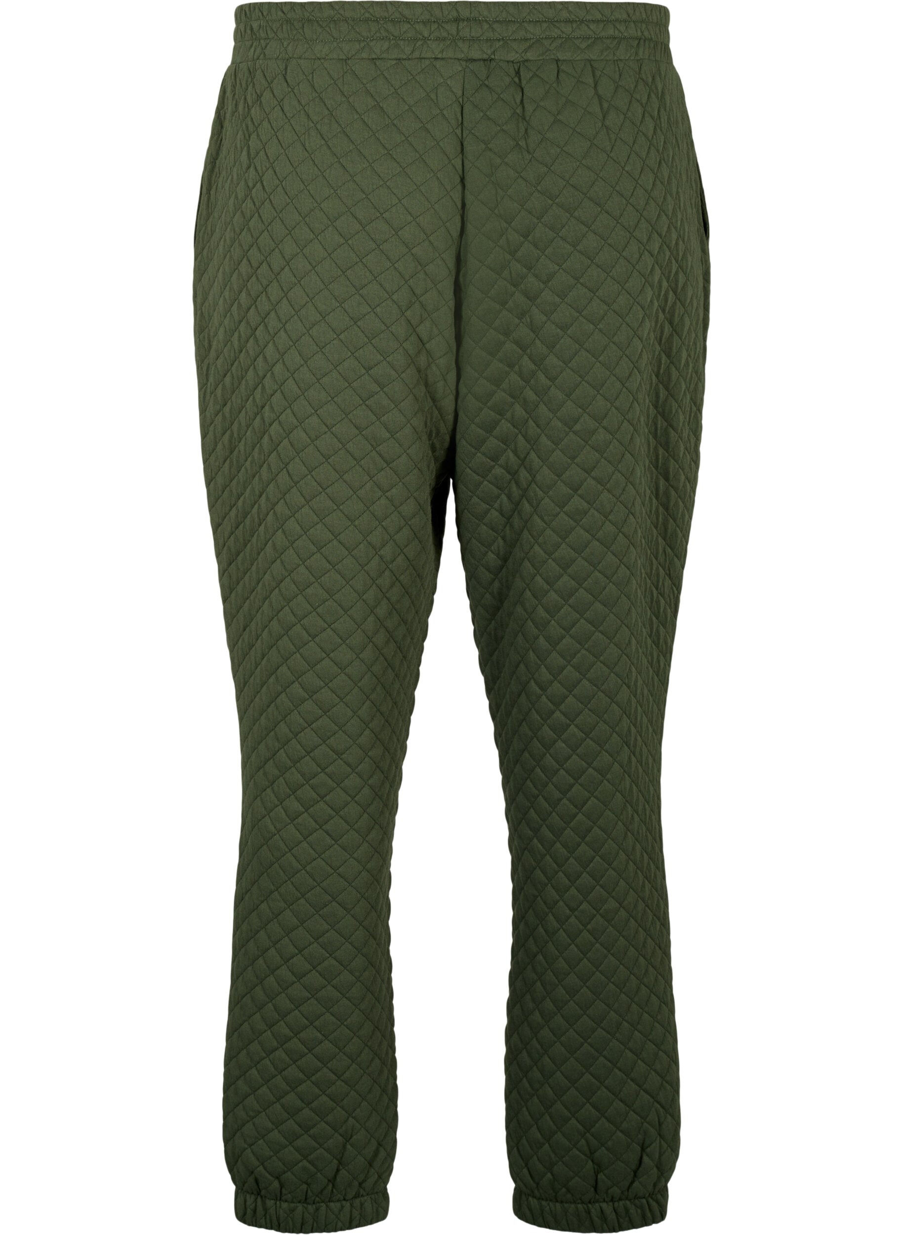 Zizzifashion Quilted jogging bottoms with pockets, Thyme, Packshot image number 1