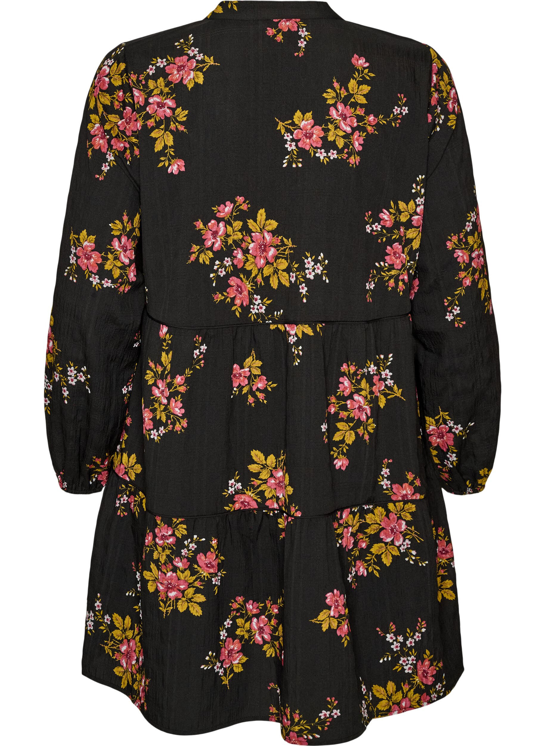 ZizzifashionFloral print dress with tie fastening, Black, Packshot image number 1